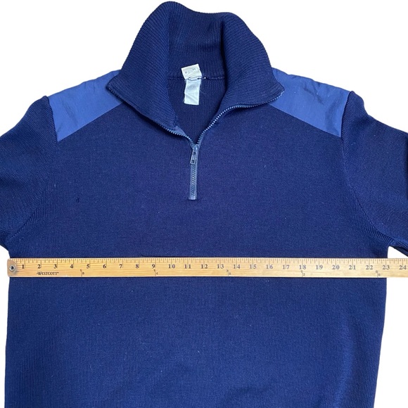 Maky Rib Knit Sweater XL Navy Blue Military Wool Anorak Quarter Zip Double Layer - Picture 10 of 11